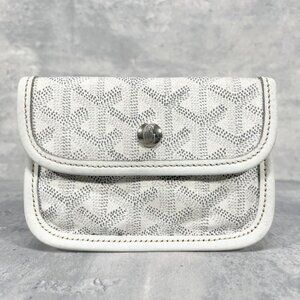 Authentic Goyard Anjou Mini Pochette Wallet White Goyardine Canvas - 2006 Era
